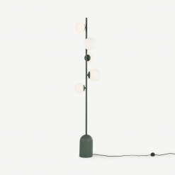 Vetro staande lamp, pauwgroen en opaalglas