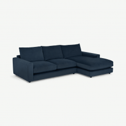 fa1f0d468131cd08c0ab92bcff9c45192e132d8e SOFANI027BLU UK ARNI RHF Chaise end Sofa Navy Blue Eco Velvet ar1 1 LB01 PS 247x247 - Arni hoekbank met hoek rechts, marineblauw gerecycled fluweel