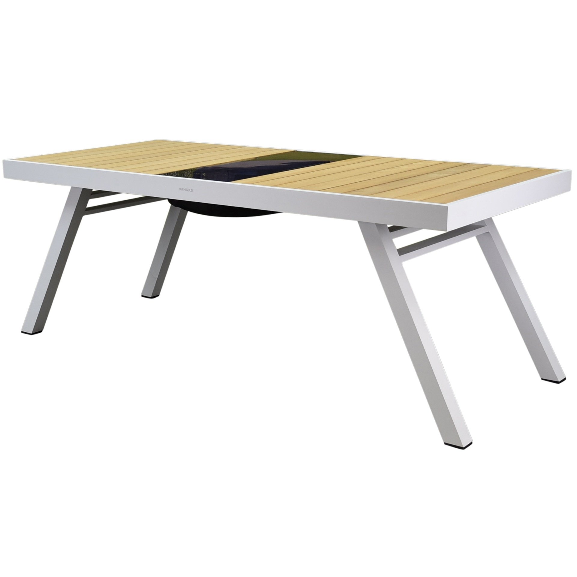 York dining tuintafel 200x90xH75 cm aluminium wit teak - glass top