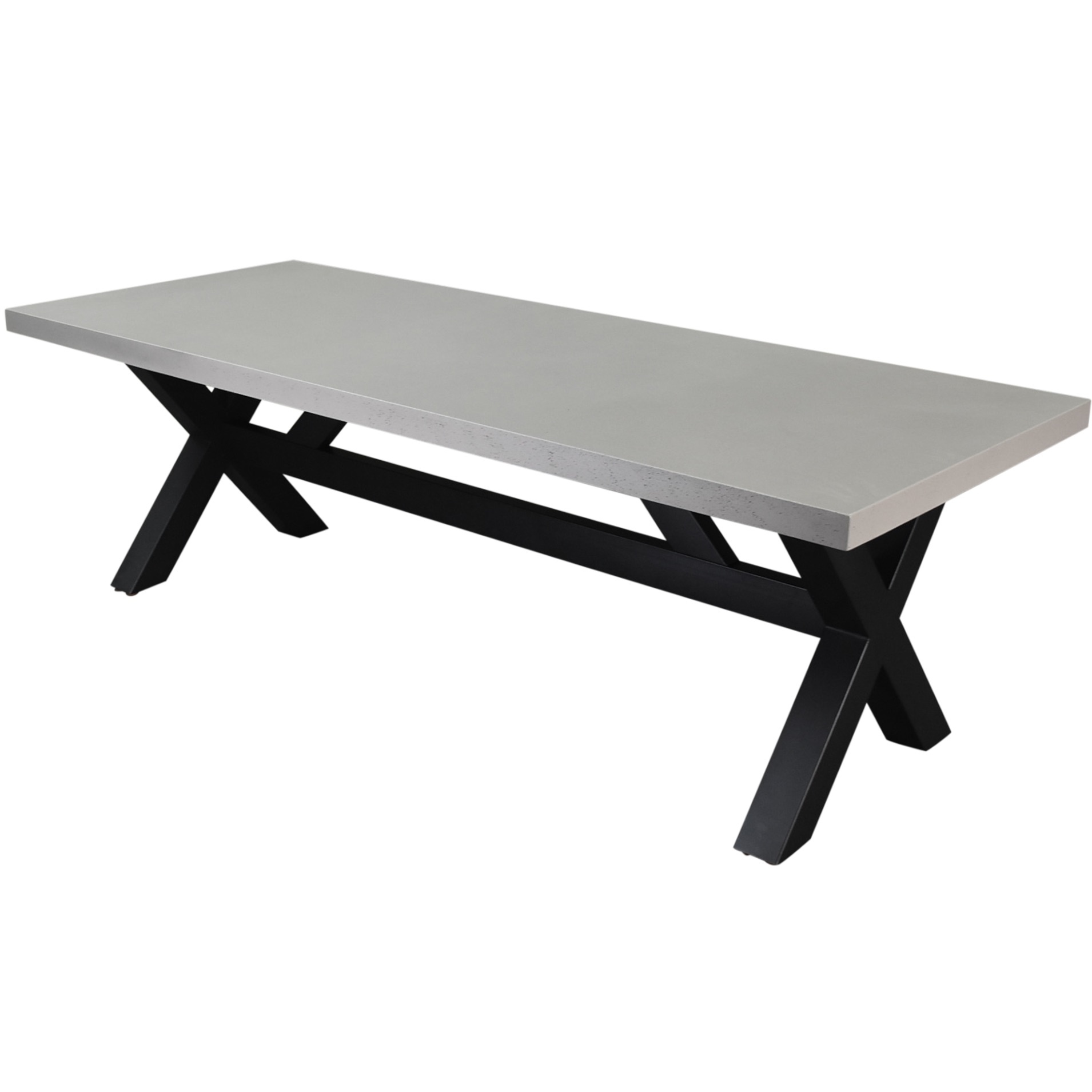 Glasgow betonlook dining tuintafel 200x100xH76 cm zwart onderstel
